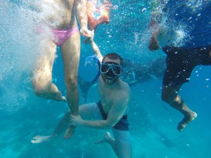 Hubs holding on to my ankles.