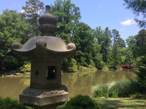 Red bridge from afar